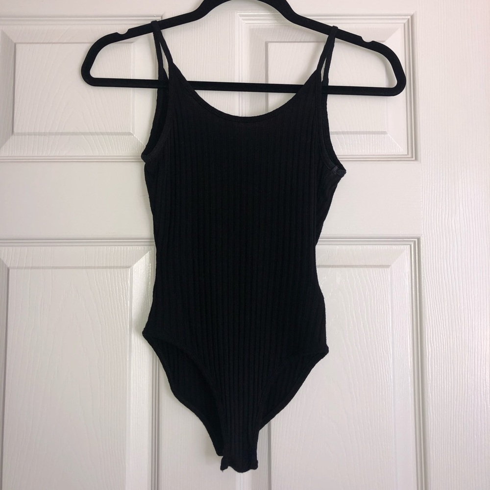 UO Black Ribbed Bodysuit